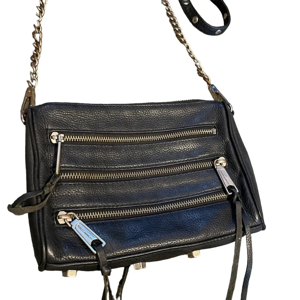 Rebecca Minkoff 3 Zip Cross-body Bag,‎ Black, GUC